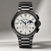 ساعت مردانه کرنوگراف ماهنما کارتیر Cartier موتورژاپن– بند استیل